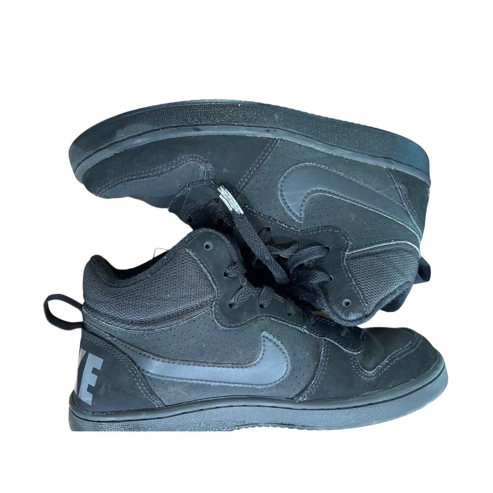 Nike Court Borough Mid Big Kids Shoes in Black size 5.5Y Sneaker Suede Leather